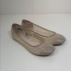 Sparkling Beige Embellished Flats